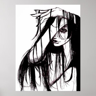 Ursprüngliche Gothic-Tinte-Frau-Dunkle-Illustratio Poster
