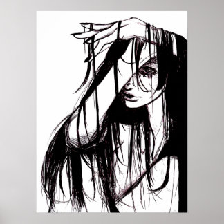 Ursprüngliche Gothic-Tinte-Frau-Dunkle-Illustratio Poster