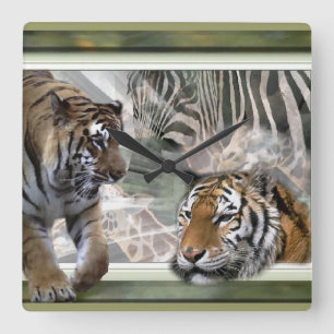 Ursprüngliche Jungle Print Quadratische Wanduhr