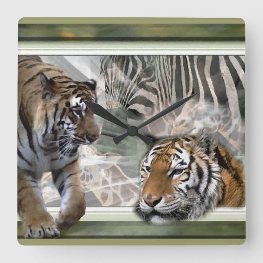 Ursprüngliche Jungle Print Quadratische Wanduhr (Vorderseite)