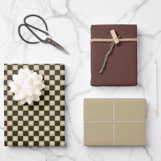 Ursprüngliche Karos in rustikalen Ländern Geschenkpapier Set (Vorderseite)