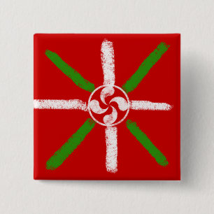 Ursprüngliche Kreide gezeichnetes Ikurriña und Button