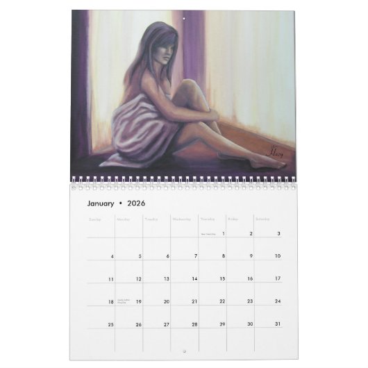 Ursprüngliche Kunst-Kalender-Malereien von Jenny Kalender (Jan 2026)