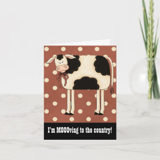 Ursprüngliche Land-Kuh-Single-Dame Moving Notice Karte