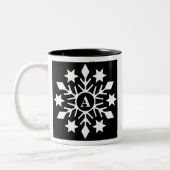 Ursprüngliche moderne Schwarz-weiße Weihnachtsschn Zweifarbige Tasse (Links)
