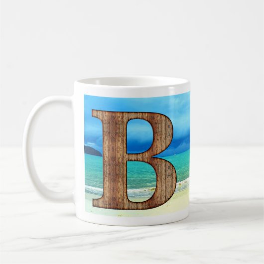 Ursprüngliche Monogram Holzbrief A Beach Ocean Sze Kaffeetasse (Links)
