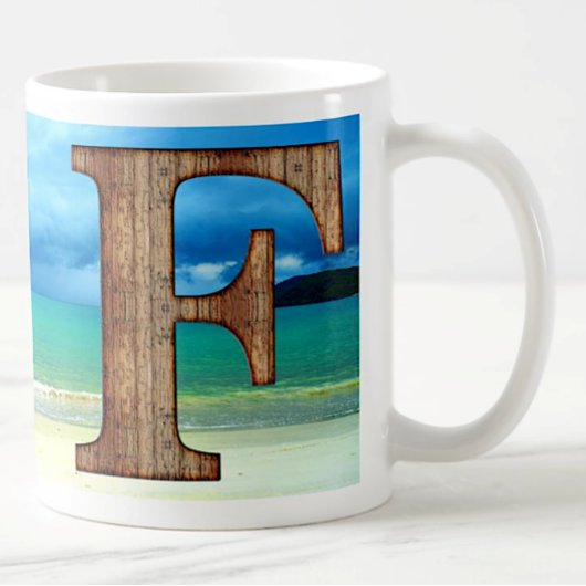 Ursprüngliche Monogram Holzbrief A Beach Ocean Sze Kaffeetasse