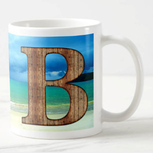 Ursprüngliche Monogram Holzbrief A Beach Ocean Sze Kaffeetasse
