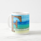 Ursprüngliche Monogram Holzbrief A Beach Ocean Sze Kaffeetasse (Vorderseite Links)