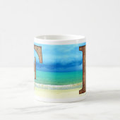 Ursprüngliche Monogram Holzbrief A Beach Ocean Sze Kaffeetasse (Mittel)