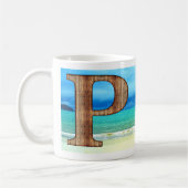 Ursprüngliche Monogram Holzbuchstabe P Beach Ocean Kaffeetasse (Links)