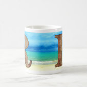 Ursprüngliche Monogram Holzbuchstabe R Beach Ocean Kaffeetasse (Mittel)