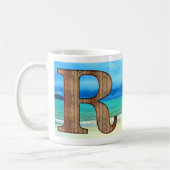 Ursprüngliche Monogram Holzbuchstabe R Beach Ocean Kaffeetasse (Links)