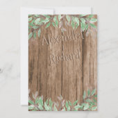 Ursprüngliche Monogramm Holzeffekt geschnitzt Baum Einladung (Rückseite)