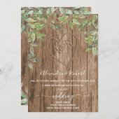 Ursprüngliche Monogramm Holzeffekt geschnitzt Baum Einladung (Vorne/Hinten)