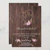 Ursprüngliche Monogramm Holzeffekt geschnitzt Baum Einladung (Vorne/Hinten)