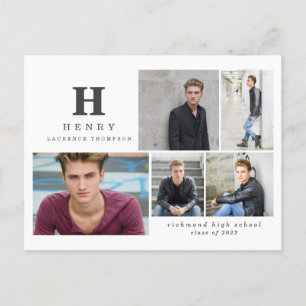 Ursprüngliche Multi-Foto-Absolvent moderne Schwarz Feiertagspostkarte