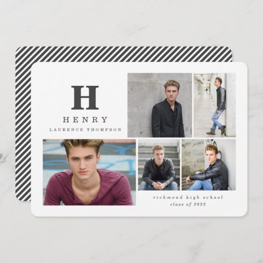 Ursprüngliche Multi-Foto-Absolventen modernen Schw Ankündigung (Vorne/Hinten)