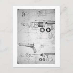 Ursprüngliche Pläne für einen Zehnkammerrevolver, Postkarte