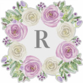 Ursprüngliche R Wasserfarbe Lila in weißem Blumenr Aufkleber (Vorderseite)