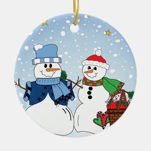 Ursprüngliche Schnee-Paare Keramikornament (Vorne)
