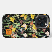 Ursprüngliche schöne Wildblumen Feminine Schwarzes iPhone Hülle (Rückseite (Horizontal))