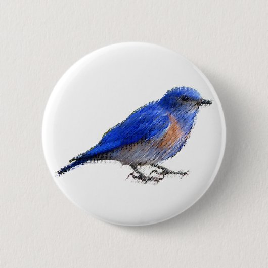 Ursprüngliche Skizze eines blauen Vogels (Drossel) Button (Vorderseite)