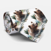 Ursprüngliche Wasserfarbe Grizzly Bären Tierart Krawatte (Gerollt)