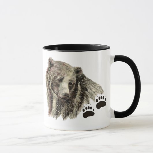 Ursprüngliche Wasserfarbe Grizzly Bären Tierart Tasse (Rechts)