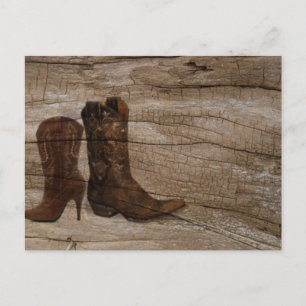 Ursprüngliche Western-Cowboystiefel aus Holz Postkarte