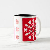 Ursprüngliche Winterschneeflocken Rote Weihnachten Zweifarbige Tasse (VorderseiteRechts)