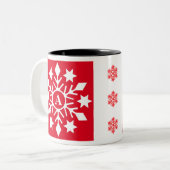 Ursprüngliche Winterschneeflocken Rote Weihnachten Zweifarbige Tasse (Vorderseite Links)