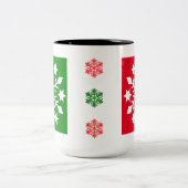 Ursprüngliche Winterschneeflocken Rotes grünes Wei Zweifarbige Tasse (Mittel)