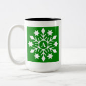 Ursprüngliche Winterschneeflocken Rotes grünes Wei Zweifarbige Tasse (Links)