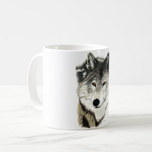 Ursprüngliche Wolf-Kunst-Tasse Kaffeetasse (Vorderseite Links)