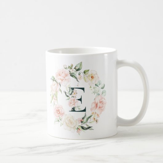 Ursprünglicher Blumenbrief E Blumenrahmen Kaffeetasse (Rechts)