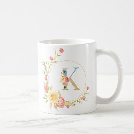 Ursprünglicher Blumenbrief K Blumenrahmen Kaffeetasse (Rechts)