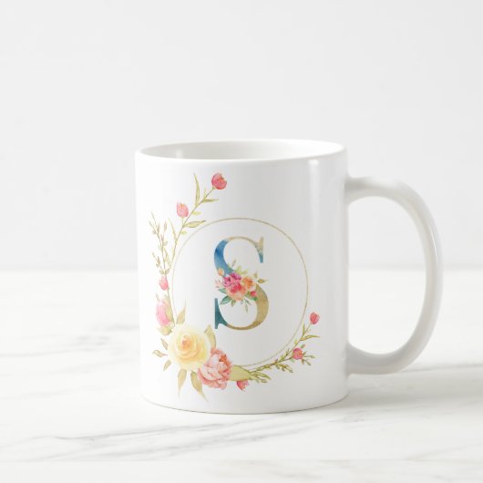 Ursprünglicher Blumenbrief S Blumenrahmen Kaffeetasse (Rechts)
