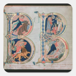 Ursprünglicher Buchstabe 'B' Beatus vir - Gesegnet Quadratischer Aufkleber