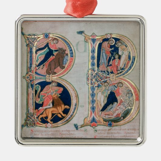 Ursprünglicher Buchstabe 'B' Beatus vir - Gesegnet Silbernes Ornament (Vorne)