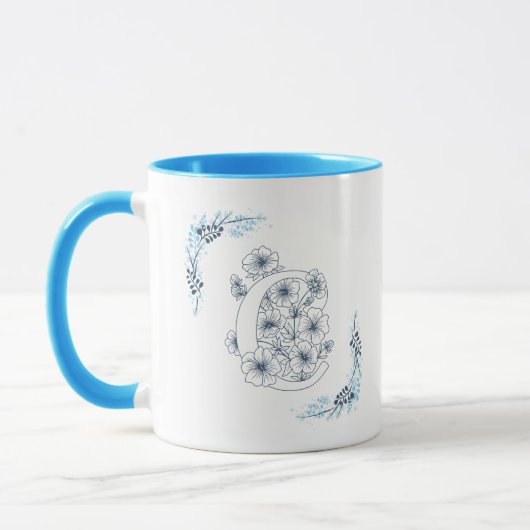 Ursprünglicher "C" Blue Monogram Calm Floral Coffe Tasse (Links)