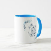 Ursprünglicher "C" Blue Monogram Calm Floral Coffe Tasse (VorderseiteRechts)