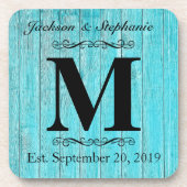 Ursprünglicher Familienname: Rustic Wood Monogram Getränkeuntersetzer (Vorderseite)
