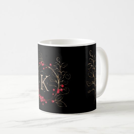 Ursprünglicher Glitzer Letter K Holly Eucalyptus H Kaffeetasse (VorderseiteRechts)