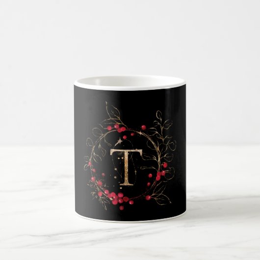 Ursprünglicher Glitzer Letter T Holly Eukalyptus H Kaffeetasse (Mittel)
