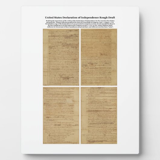 URSPRÜNGLICHER Gründungsplan für die Unabhängigkei Fotoplatte (Vorderseite)