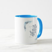 Ursprünglicher ‚H‘ Blue Monogram Calm Floral Coffe Tasse (VorderseiteRechts)
