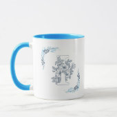 Ursprünglicher "I" Blue Monogram Calm Floral Coffe Tasse (Links)