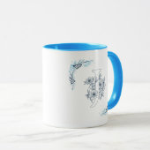 Ursprünglicher "J" Blue Monogram Calm Floral Coffe Tasse (VorderseiteRechts)