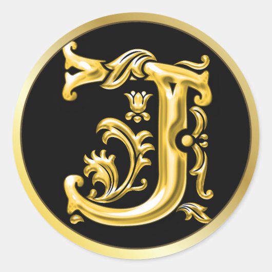 Ursprünglicher J Round Sticker in Gold (Vorderseite)